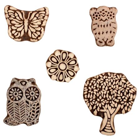Set of 5 Piece New Mix Wooden Printing Block